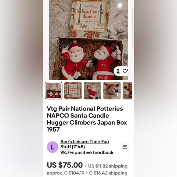 RARE! Vintage 1957’s NAPCO Japan Kitsch Santa’s candle climber  figurines! - Picture 8 of 16